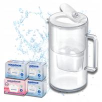 Vandens filtras ąsotis Aquaphor Glass baltas, 4 Maxfor filtrai (1Mg + 3)