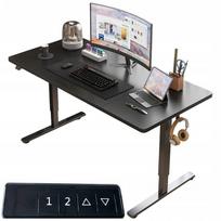 Reguliuojamo aukščio juodas rašomasis stalas MODERN, 140 cm, 72–118 cm