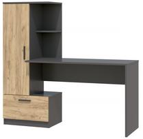 Rašomasis stalas su lentyna REGI Oak Craft/Anthracite, su stalčiumi