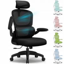 Biuro kėdė ergonominė su reguliuojama galvos atrama, juoda, 150 kg