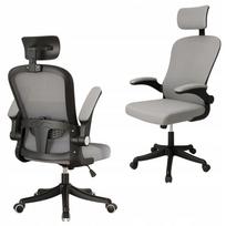 Ergonominė biuro kėdė su tinkliniu atlošu ir galvos atrama, juoda