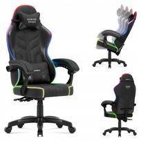Ergonominė žaidimų ir biuro kėdė Huzaro FORCE 2.7 RGB, juoda, iki 140 kg