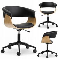 Odinė biuro kėdė MANZA, juoda, lenkta mediena, ąžuolas, reguliuojama