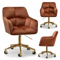 Biuro kėdė su porankiais Copper Velour Isla, auksinės kojelės