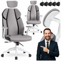 Biuro kėdė DUNCAN, balta/pilka, ergonomiška, su ratukais