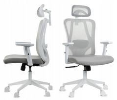 Ergonominė biuro kėdė FXB002, pilkai balta, reguliuojamais porankiais