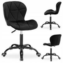 Ergonominė juoda veliūrinė biuro kėdė su ratukais