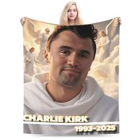 Charlie Kirk Mirtis Flanelinis pledas Žiema Minkštas Patvarus Mėtomasis pledas Studentams Namų Dekoras Gatvės Tendencija Lovatiesė Sofa Lova 30x40in