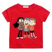 Hilda and the Gang  Hilda T-Shirt Summer Cartoon Print Boys/girls 100%Cotton Short Sleeve BoysGirls High Quality Cute Tops T Shirt anime T-shirt 100 raudona