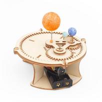 Solar System Astronomy Sun Earth Moon Planet Model DIY Wooden Puzzle Mechanical Kit Science Stem Educational Toys for Children beige