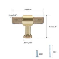 Furniture Hardware T-shaped Log-style Solid Wood Kitchen Cabinets Wardrobes Wooden Handle Drawers Knob Shoe Cabinets Pull (as the picture,5.1*1.6*3.4)