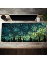 Starry Night Forest Extended Gaming Mouse Pad Large NonSlip Rubber Base Desk Mat with Stitched Edges for Home Office and Gaming 400x800x2MM