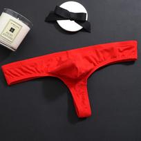 Vyriškos seksualios žemai juosmens kvėpuojančios medvilninės stringinės kelnaitės gray