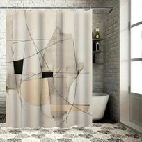 Moderni juodai balta abstraktaus rašto dušo užuolaida vonios dekoravimui, stilingas geometrinis raštas, atsparus vandeniui audinys, interjero dizainas 90x180cm gray