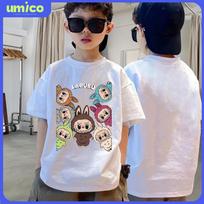 UMICO Baju Child's new cute LABUBU printed men's and women's round neck top 150