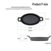 ZISIZ Oval Double-Handle Cast Iron Frying Pan gray