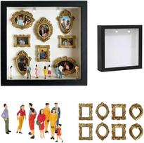 DIY Mini Photo Frame Museum Silhouette Box,Memory Display Kit with Mini Figurines Gold Frames, Ideal Gift for Valentine's Day balta