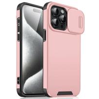 Naujas smūgiams atsparus telefono dėklas, skirtas iPhone 15 14 13 12 11 16 Pro Max Plus, dangtelis su slankiojančiu kameros apsauginiu šarvu, skirtas iPhone 16 pro For iPhone 11 rožinė