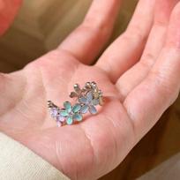Open Ring Colorful Flower Dopamine Ring for Women Unique Design Adjustable Fashion Statement Boho Jewelry adjustable brown