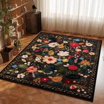 Pink Vintage Floral Washable Bohemian Area Rug Non Slip Kitchen Carpet Lovely Plant Decor Nursery Living Room 40x60cm