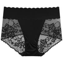 Big Size Lady Summer Sexy Lace Hollow Out No Mark Breathable High Waist Triangle Briefs One size