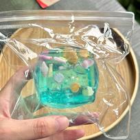 Blue Cubes Sea Squishy Fidget Toy Super Soft Transparent Star shell Squeeze Toy Ocean Sensory Anti-stress Toy Girl Christmas Gif