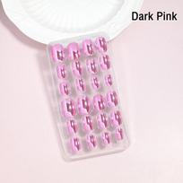 24 Pcs Mirror Chrome Kids Nails Press On Metallic False Nail Art Tips Pre-Glue Short Oval Full Cover Fake Nails For Girl Toys pink