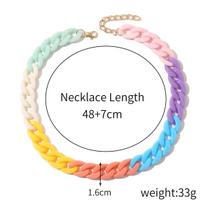 Vintage Colorful Chain Choker Necklace for Women Statement Gold Color Acrylic Chain Chunky Collar Fashion Necklace Jewelry Gifts
