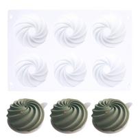 6 ertukės spiralės formos silikoninė pyrago forma šokolado musui, želė, pudingui, konditerijai, ledams, desertams, duonai, kepimo formos įrankiai 1 white