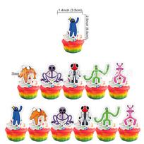 In Stock Rainbow Friends Birthday Party Decorations: Cake Toppers & Balloons Set white