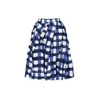 Uniqlo x MARNI Moteriškas languotas sijonas su pūstu kirpimu (Azijos dydis) Mėlyni moteriški gatvės drabužiai 451462-67 L blue