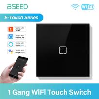 BSEED WIFI Touch Switch E Series Glass Smart Wall Light Switch Touch Screen Backlight Phone Fast Charge USB C Socket Socket No WIFI&EU standard black