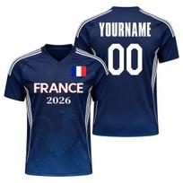 2026 France Flag Print Football Jersey Custom Name Number Quick Dry Sports Tees For Soccer Fans Training Uniform S