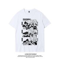 Dragon Ball Animation Derivatives Goku Vegeta Buu Frieza Printed Short Sleeve Tshirt Mens and Womens Fashion Loose Cotton Top S