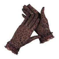 1 pora vestuvinių pirštinių permatomos plonos nėriniuotos leopardo rašto tuščiavidurės dekoruotos raukiniu, vintažinės kvėpuojančios puošnios pirštinės pasimatymams