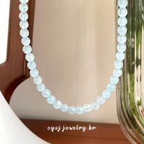 Cui Yan S925 Sterling Silver Aquamarine Beaded Choker Necklace for Women