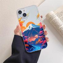 INS Fuji Mountain Landscape Sunset Clear Phone Case For iPhone 11 12 13 Pro Max Mini 14 Plus Pro Max X XR XS 7 8 Plus Back Cover for iphone 7 8 SE2 gray