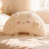 Cute Sheep Bedside Cushion: Soft Backrest Pillow for Girls' Sofa Lumbar Support 55 cm beige
