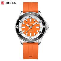 CURREN 8448 Unisex vandeniui atsparus apvalus laikrodis su guminiu dirželiu - Tinka vyrams ir moterims