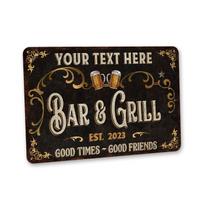 Vintage Bar Grill Metal Sign Waterproof Outdoor Backyard BBQ Wall Decor