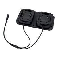 Dvigubos lizdo akumuliatoriaus įkrovimo adapterio laidas 18V 21V elektriniam įrankiui, leidžiantis vienu metu įkrauti 2 akumuliatorius, juodas 1
