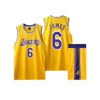 (30, Geltona) Los Angeles Lakers Ne. 6 LeBron James suaugusiųjų ir vaikų marškinėlių rinkinys 24