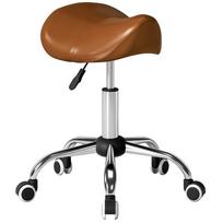 Kėdė ant ratukų, darbo kėdė su reguliuojamu aukščiu 49-61 cm ir ergonomiška sėdyne, 52x53x49-61cm, ruda 52 x 53 x 61 cm