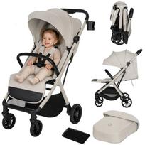 Vaikiškas vežimėlis iki 22 kg, kompaktiškas, automatiškai sulankstomas Lionelo Cloe Plus Beige Sand