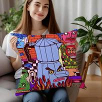 Kawaii P-Pusheen Mielas Katės Pagalvės Užvalkalas Dekorinė Sofos Pagalvė Namams Dviaukštis Spausdinimas Trumpas Pliušinis Pagalvės Užvalkalas Šventinė Dovana 12x12Inch
