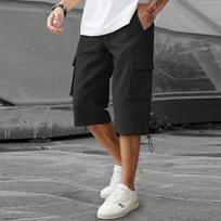 Men’s Loose Fit Cargo Shorts with Multiple Pockets Drawstring Waist Knee Length Lightweight Casual Style L juoda