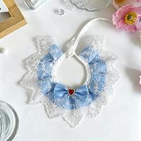 Retro Lace Bow Cat Neckerchiefs and Bibs - Small Pet Collars gray