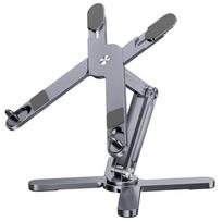 Foldable Laptop Stand 360°Rotation Notebook Table Adjustable Aluminum Alloy Holder Portable X Type Bracket for 10-17 inch Laptop pilka spalva