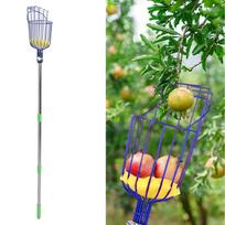 Stainless Steel Fruit Picker Tool with Basket Pole Easy to Assemble Fruits Catcher Tree Picker Length Adjustable
