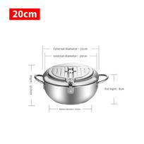 304 Stainless Steel Japanese Tempura Deep Fryer Pot gray